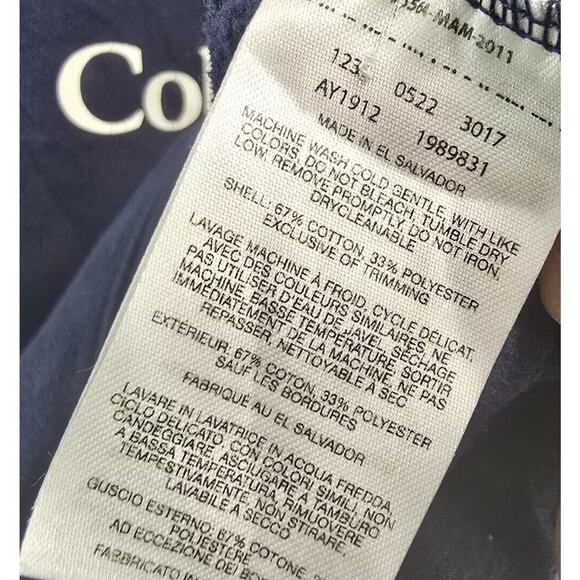 Columbia Hoodie Youth XL Navy White Spellout Sweatshirt Pullover Boys Trek Blue - Picture 10 of 12